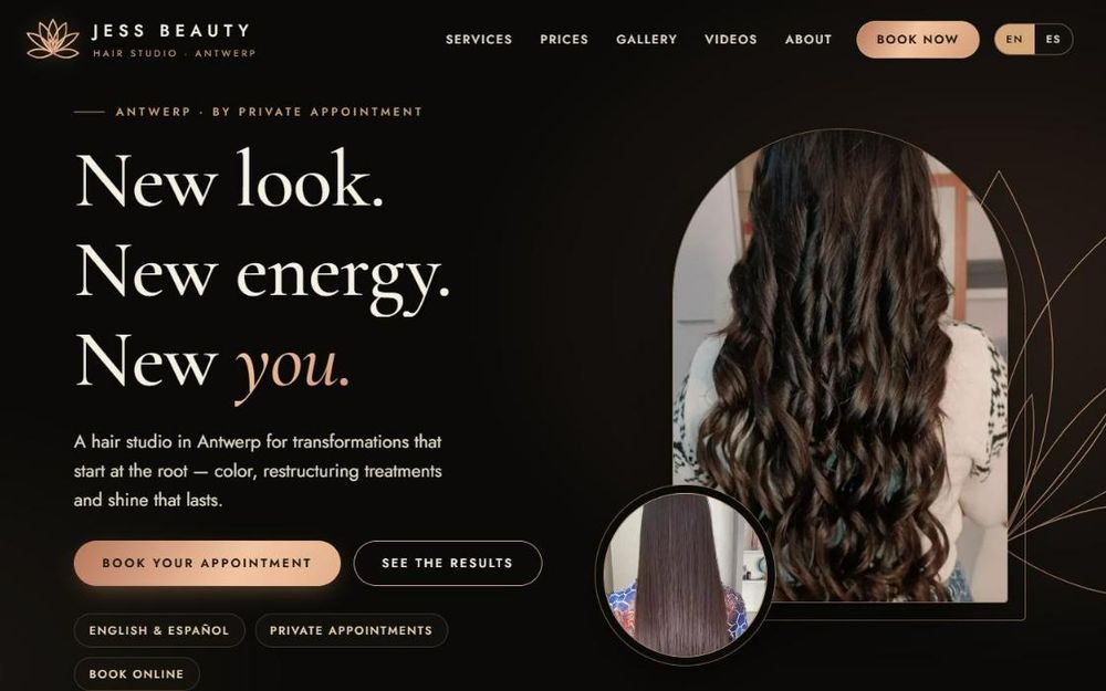 Website for a hair studio in Antwerp