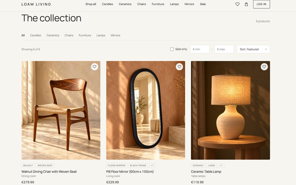 Loam Living, a home-decor webshop built on Shopzo