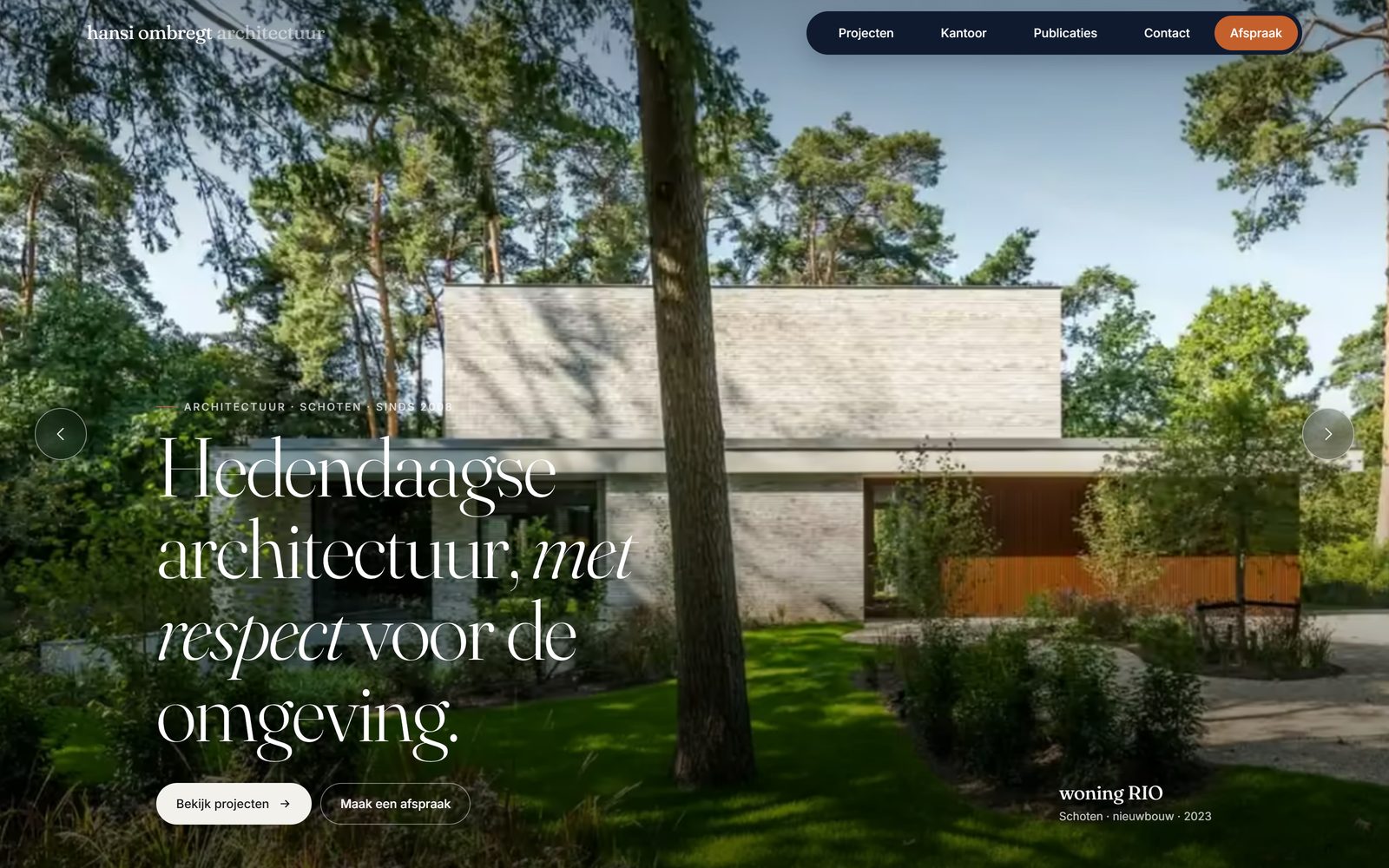 hansi ombregt architectuur homepage screenshot