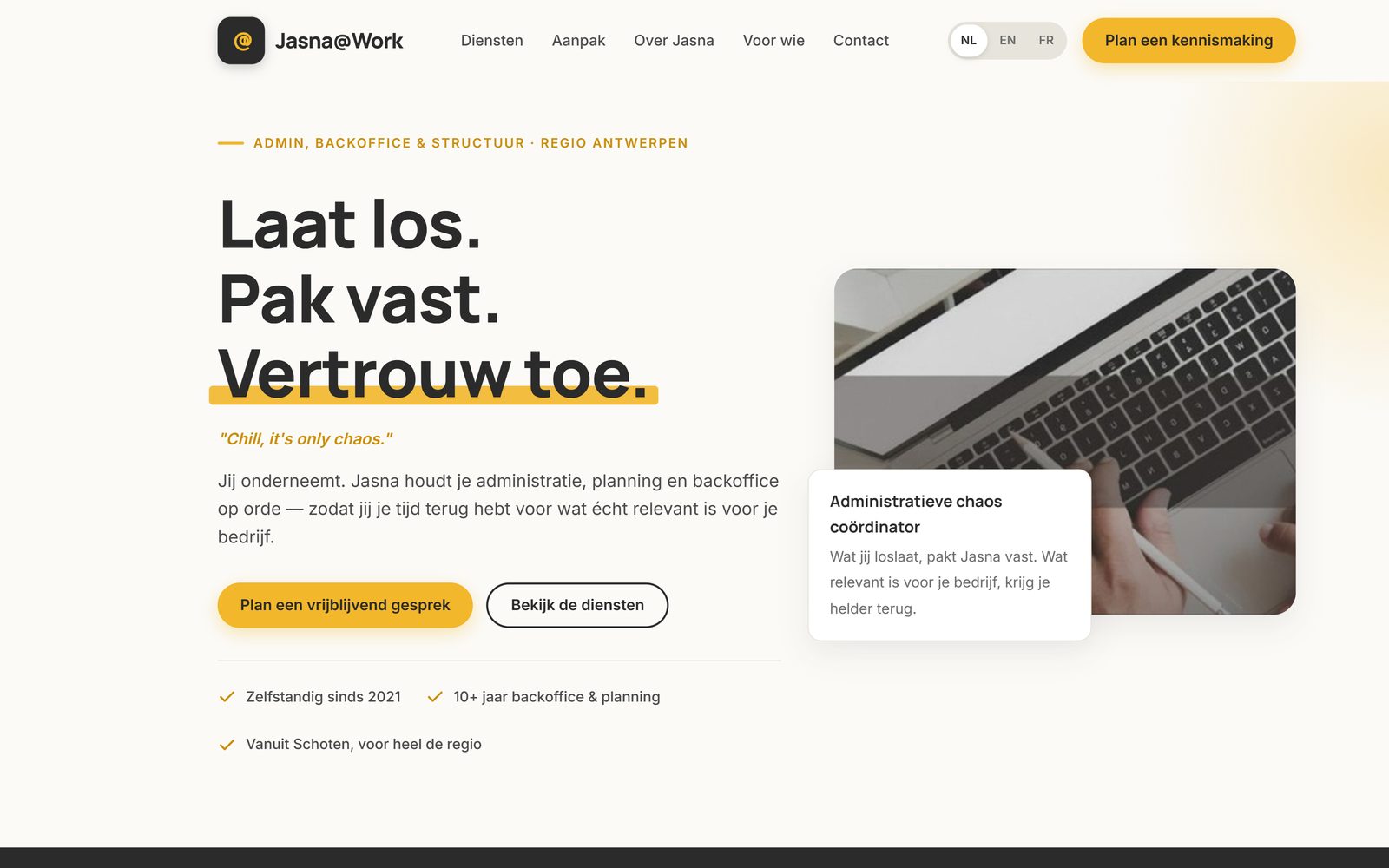 Jasna@Work homepage screenshot