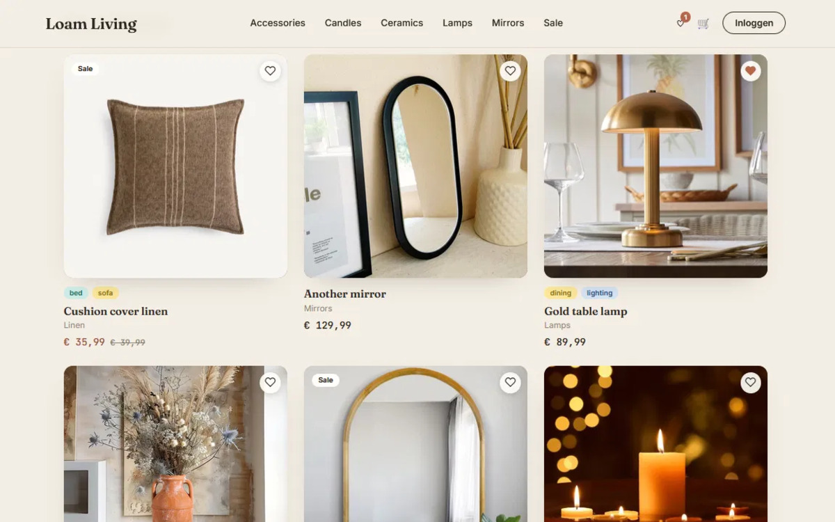 Loam Living product page screenshot