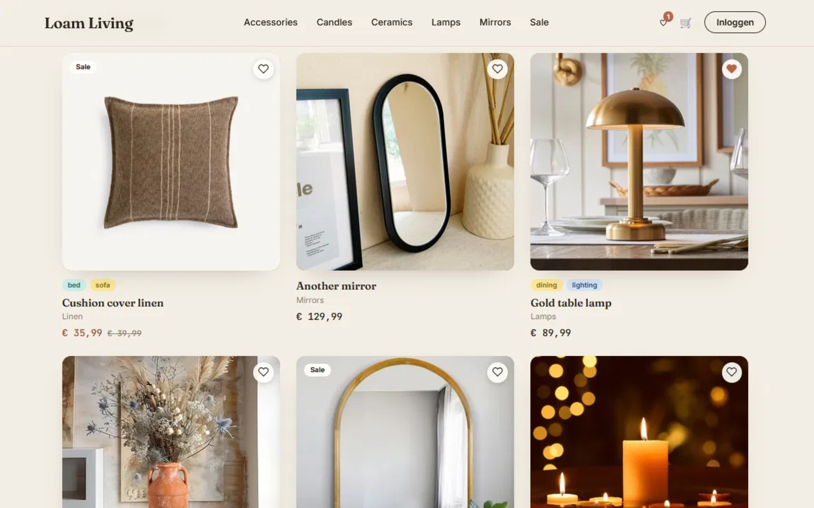 Loam Living product page screenshot
